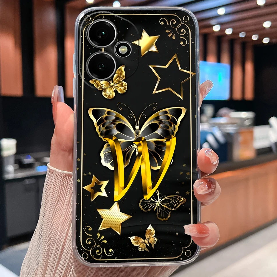 Luxury Letters Pattern Soft TPU Clear Silicone Anti-Drop Phone Case