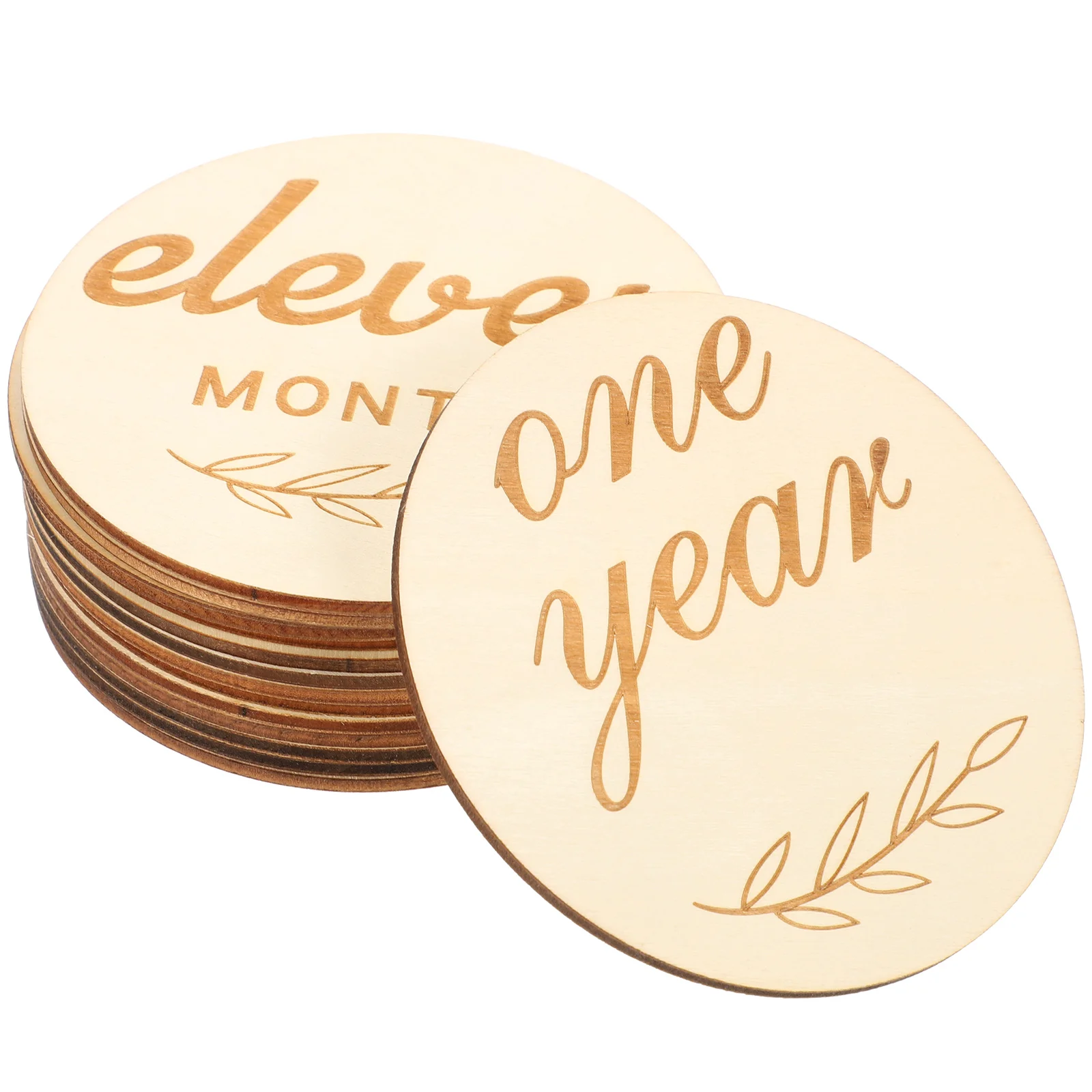 

14pcs Milestone Wooden Circles Wooden Newborn Monthly Milestone Cards Baby Milestone Discs Signs