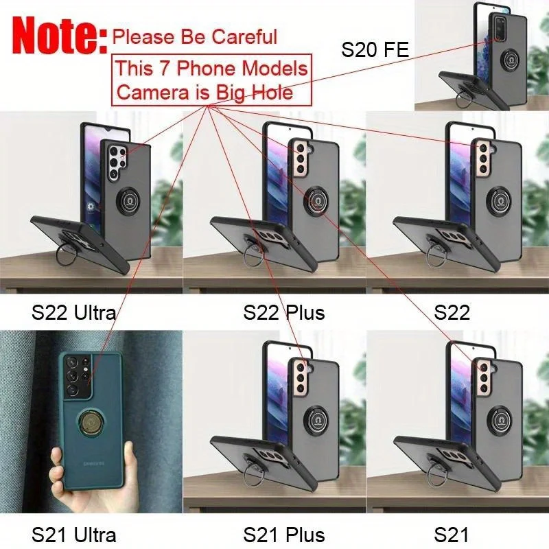 Sleek Magnetic Ring Matte Phone Case with Stand Functionality