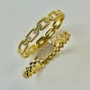 Exquisite Rhinestone Geometric Stainless Steel Bangle Bracelets for Women Gold Plated Charm Bracel 3