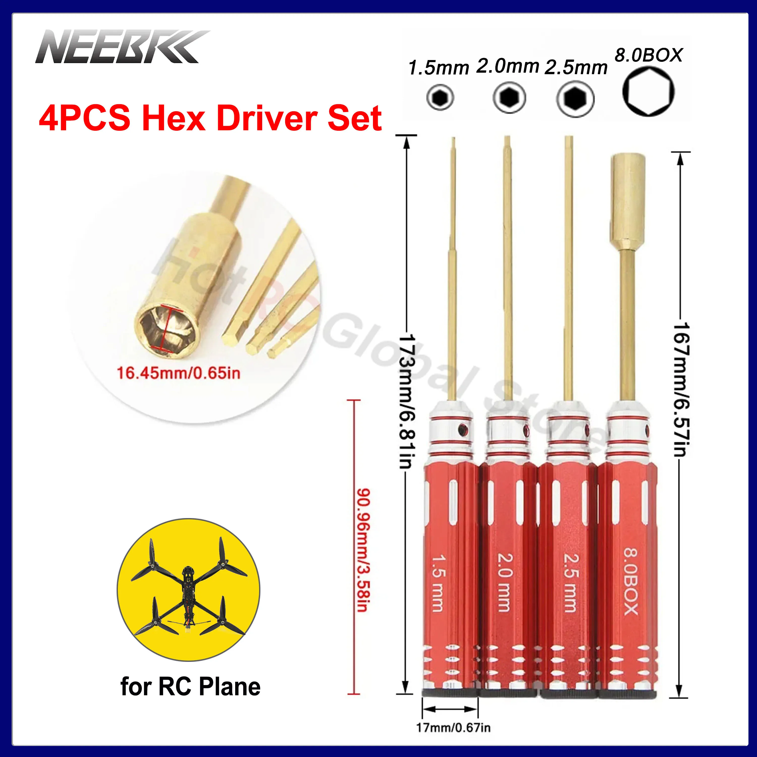 

4pcs/set Hex Screwdriver Set 1.5/2/2.5/3mm Metal Tools Kit for RC Plane FPV Racing Drone Quadcopter Multicopter Helicopter