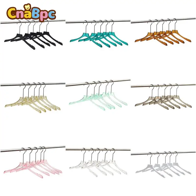 

5Pcs 1:6/1:12 Dollhouse Miniature Color Hangers Clothes Hanging Rack Mini Furniure Model Toy Doll House Home Decor Accessories