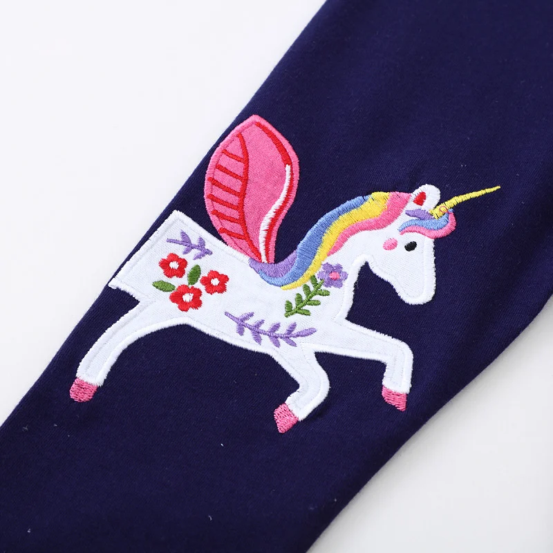 Girls Pants Girls Baby Skinny Pencil Pants Jumping Meters 2-7T Unicorn Embroidery Autumn Spring Full Length