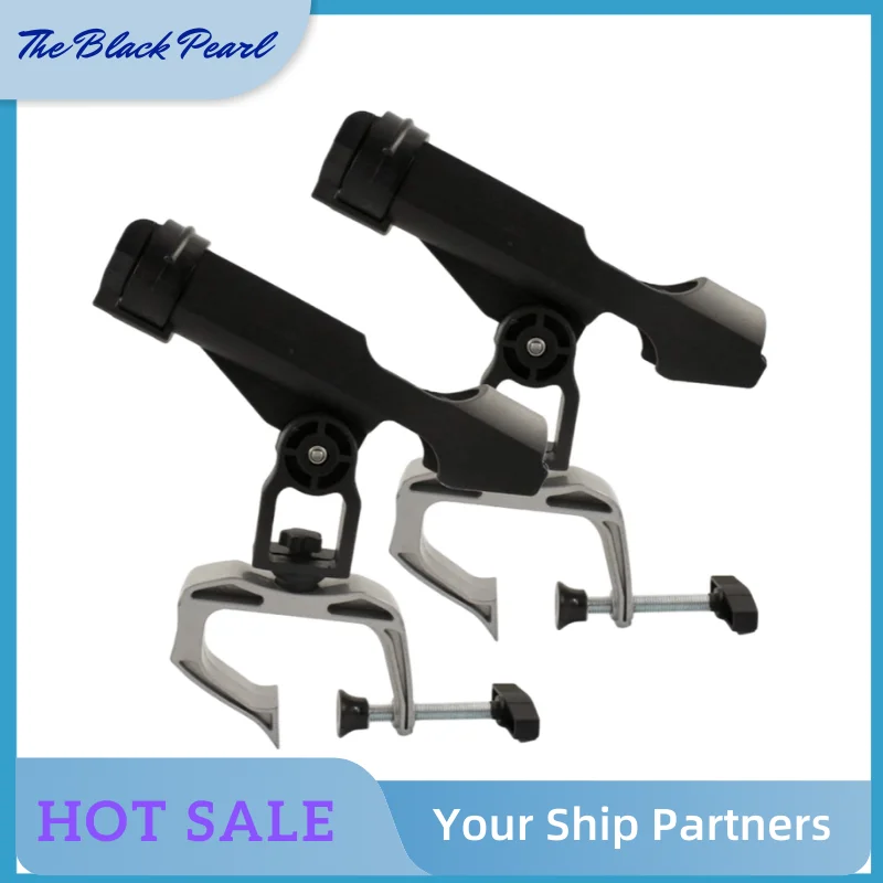 

360° Adjustable Fishing Rod Holders: 2-Pack Boat, Canoe, Kayak Holders with Large Clamp Opening for Versatile Fishing!