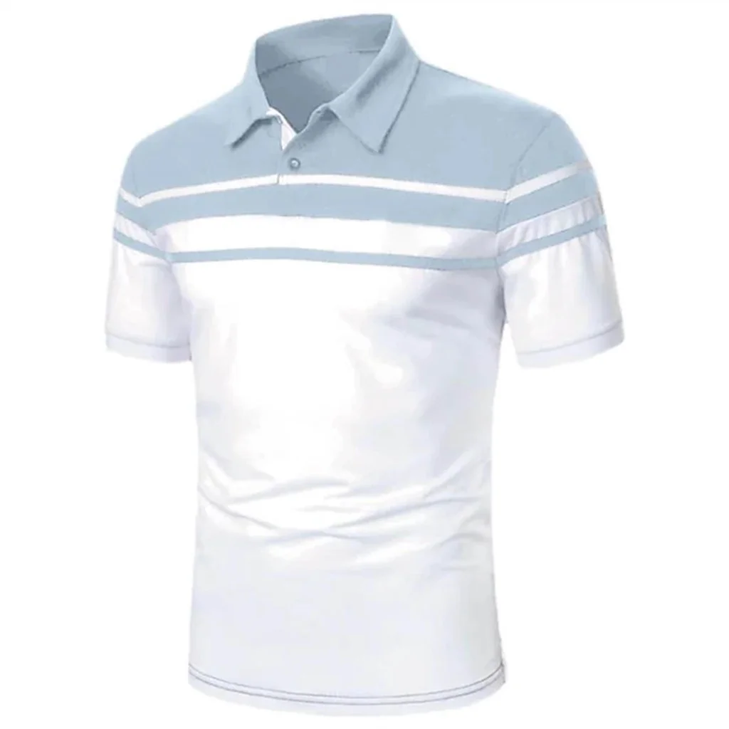 Business-Casual-Men-s-Polo-T-Shirt-Simple-Stripes-Print-Summer-Short ...