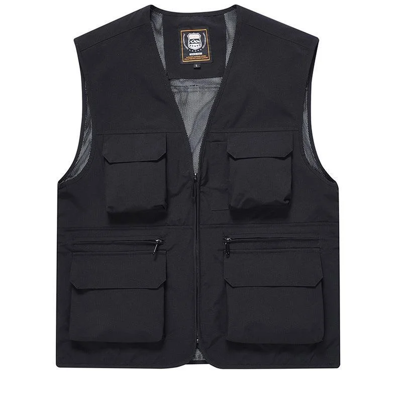 Mesh Summer Vest Men Man Tactical Military Sleeveless Parka Work Motorcyclist Jacket Spring Jumper Multi-pocket Camping Gilets