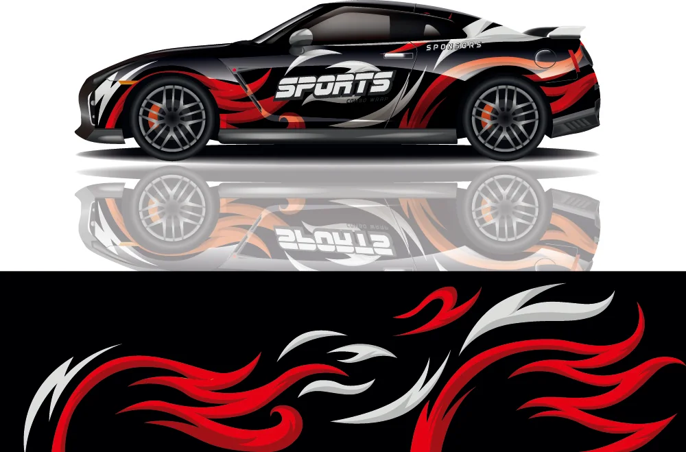 

Wave Pattern Racing Car Graphic Decal Full Body Vinyl Wrap Modern Design Vector Image Car Full Wrap Sticker Decorative Car Decal
