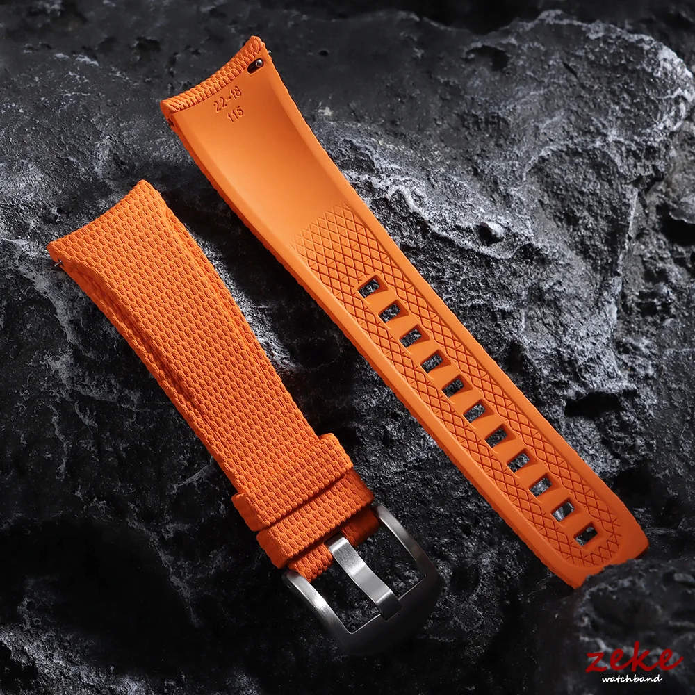 Premium Curved End Rubber Watch Strap - Versatile FKM Design