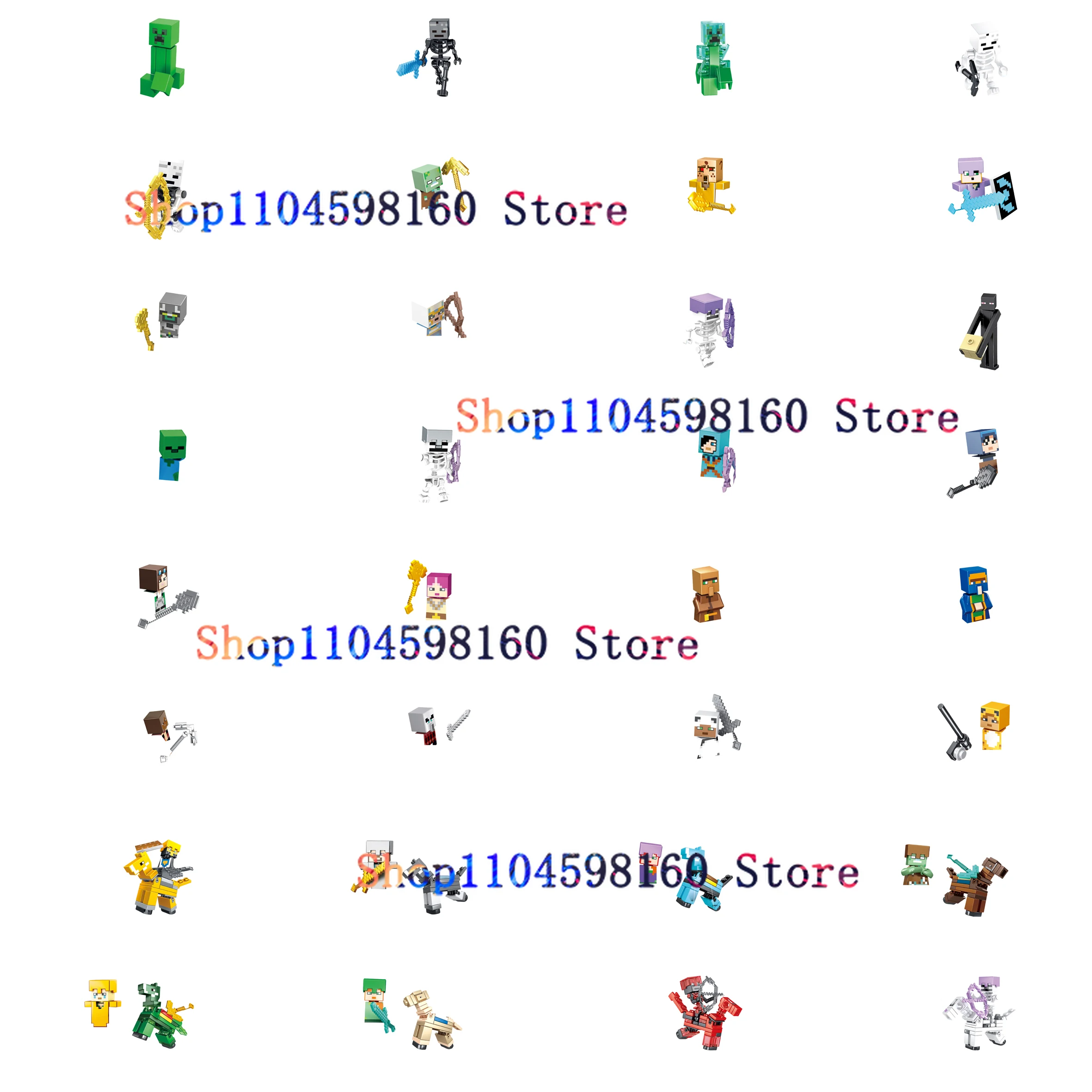 H1033 H1064 Anime Cartoon Games MC Steve Create My World Have Creeper Zombie Skeleton Enderman Bricks Toy Building Blocks Toys building block toys craft toys