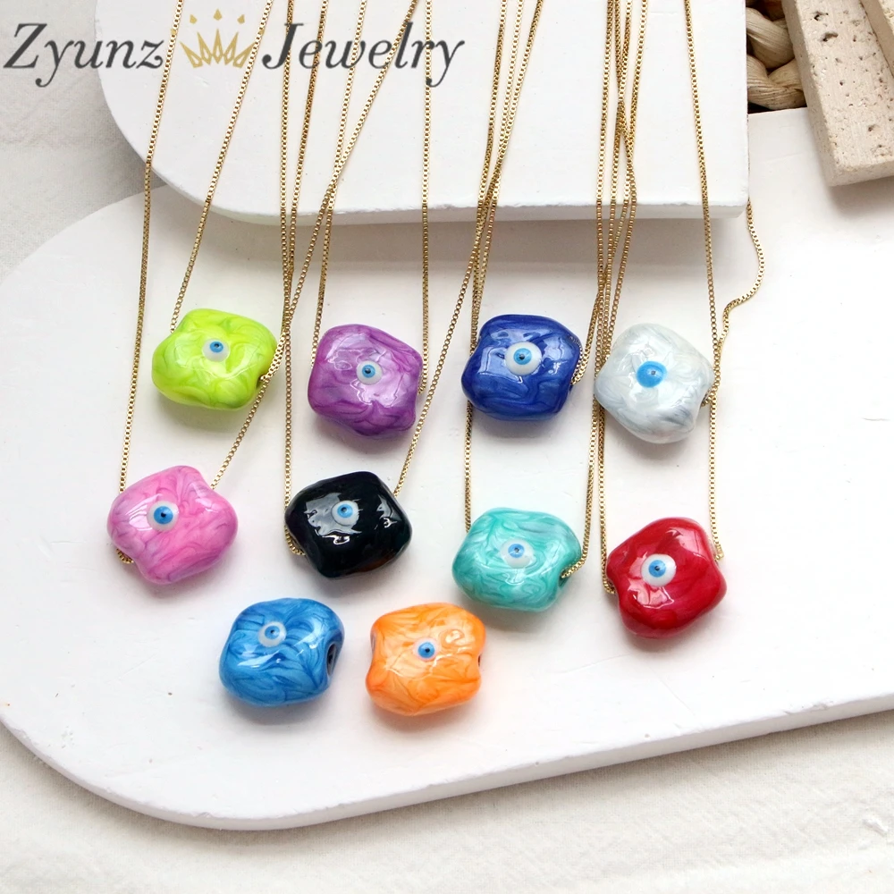 

10pcs, Boho Enamel Evil Eye Bead Necklace For Women Gift New Trendy Turkish Lucky Eye Snake Chain Choker Wedding Jewelry