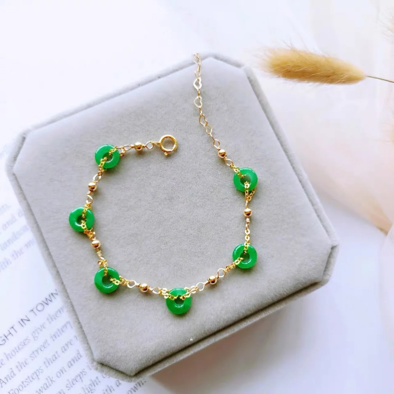 Green Jade Donut Bracelets For Women Bangle Bracelet Jewelry 925 Silver