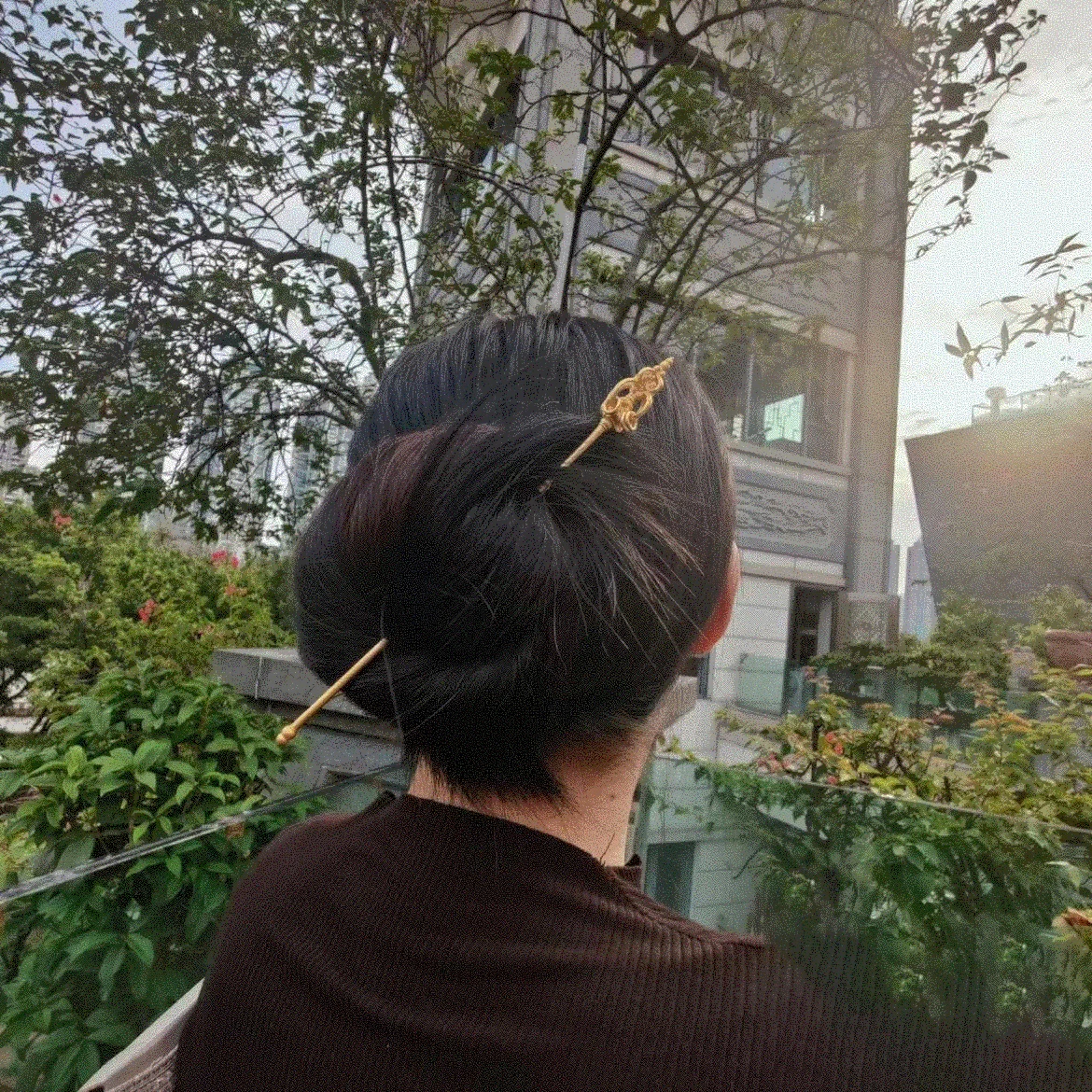 선 직원 홀 마술 직원 머리핀 여성 원래 민족 스타일 전통 머리핀, 부처님 스타일 코일 머리