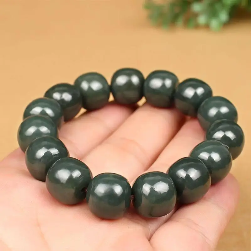 Send Certificate Natural Green Jade Bracelet Men Women Healing Jewelry