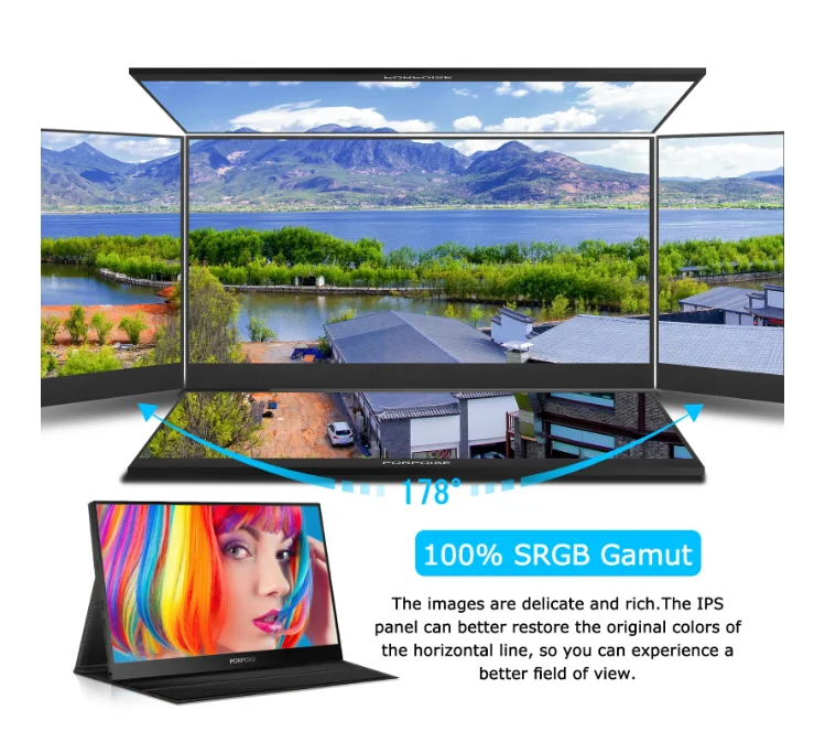 ޴  FHD 1080P IPS USB-C ̴ HDMI   ° ȭ,  Ʈ PC ȵ̵ ġ Xbox PS4/5 , 13.3 ġ
