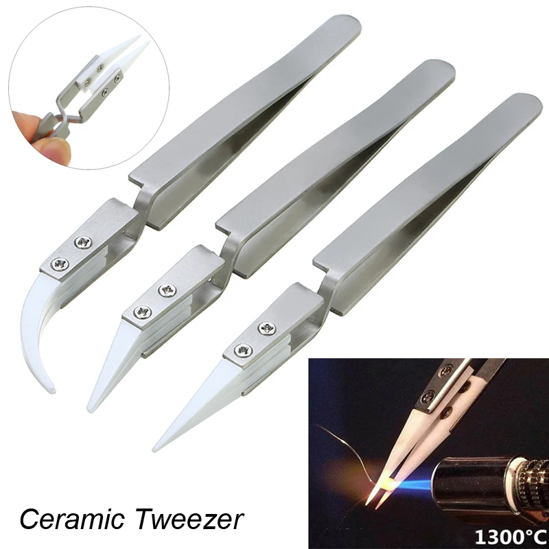 

Ceramic Straight Tip Electronic Soldering Tweezers, Anti-Static Reverse Acid Resistant Precision Chuck Ceramic Tweezers