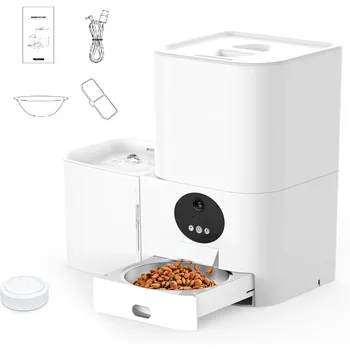 2-in-1 Automatic Cat Feeder & Cat Water Fountain, 5G WiFi Automatic Dog Feeder, 5L Food & 3L Water Dispenser, Voice 1