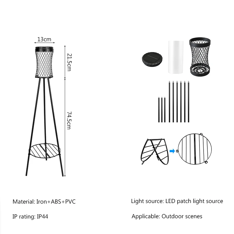 Solar Floor Lights Outdoor with Plant Stands Waterproof Street Lamps Metal Tripod Deck Landscape Lighting for Patio Porch Garden 6