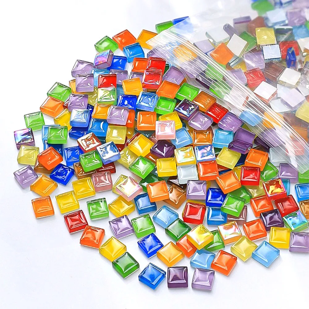Crystal Mosaics Supplies 50pcs 1x1cm Creative Mixed Color Mosaic Pieces Crystal Multi Blend Color Option DIY Coaster Vase Cups Handmade Mosaics Supplies