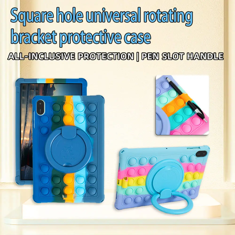 Bubble Pop Rotating Soft Silicone Case - Kids Safe Tablet Stand Cover