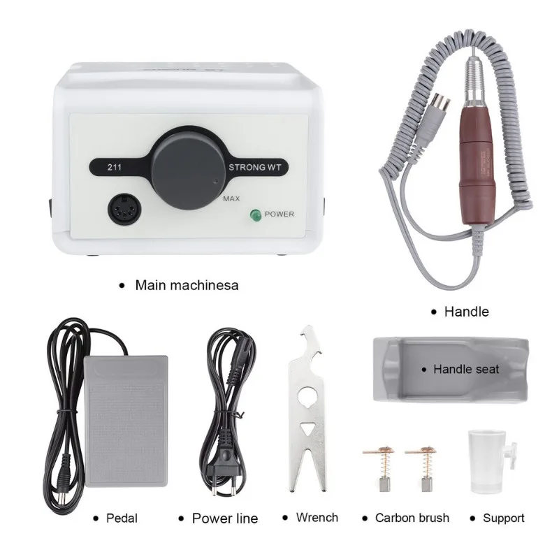 Strong 211 Electric Nail Drill Manicure Machine Pedicure Kit Nails Art Tool STRONG 210 35000rpm Handpiece Nail File Equipment 3