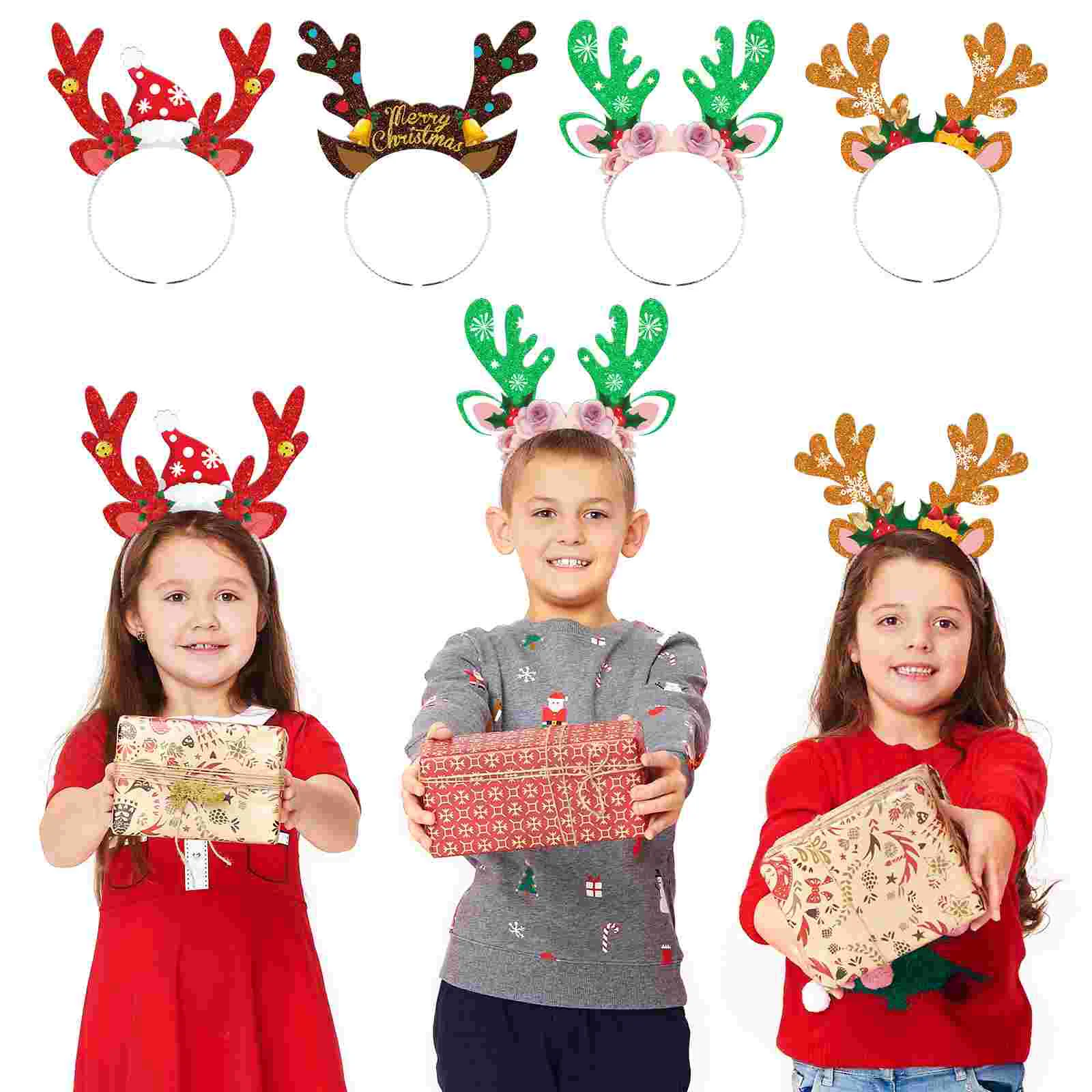 

ABOOFAN Christmas Reindeer Antlers Headbands Merry Christmas Hair Hoops Party Decor Headdress Photo Props Xmas Accessory