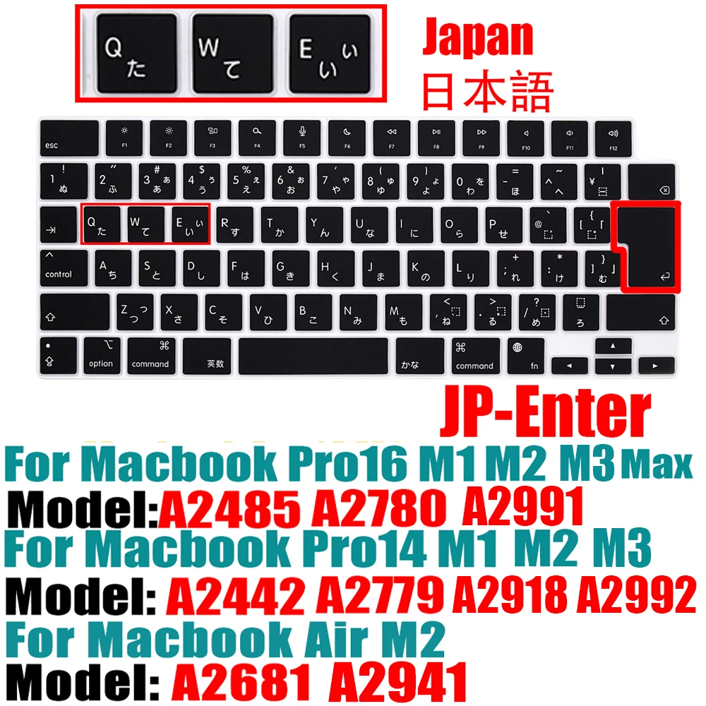 Universal Keyboard Cover for MacBook 2023 dòng Pro và Air - Bố Cục EU/US + Ngôn Ngữ Đa Quốc Gia