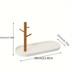 Elegant Wooden Entryway Organizer: Multi - Tier Key, Jewelry, and Accessory Holder (WHITE)