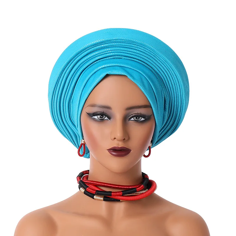

New Indian Nigerian Style Blue Turban African Ethnic Cowl ZW02