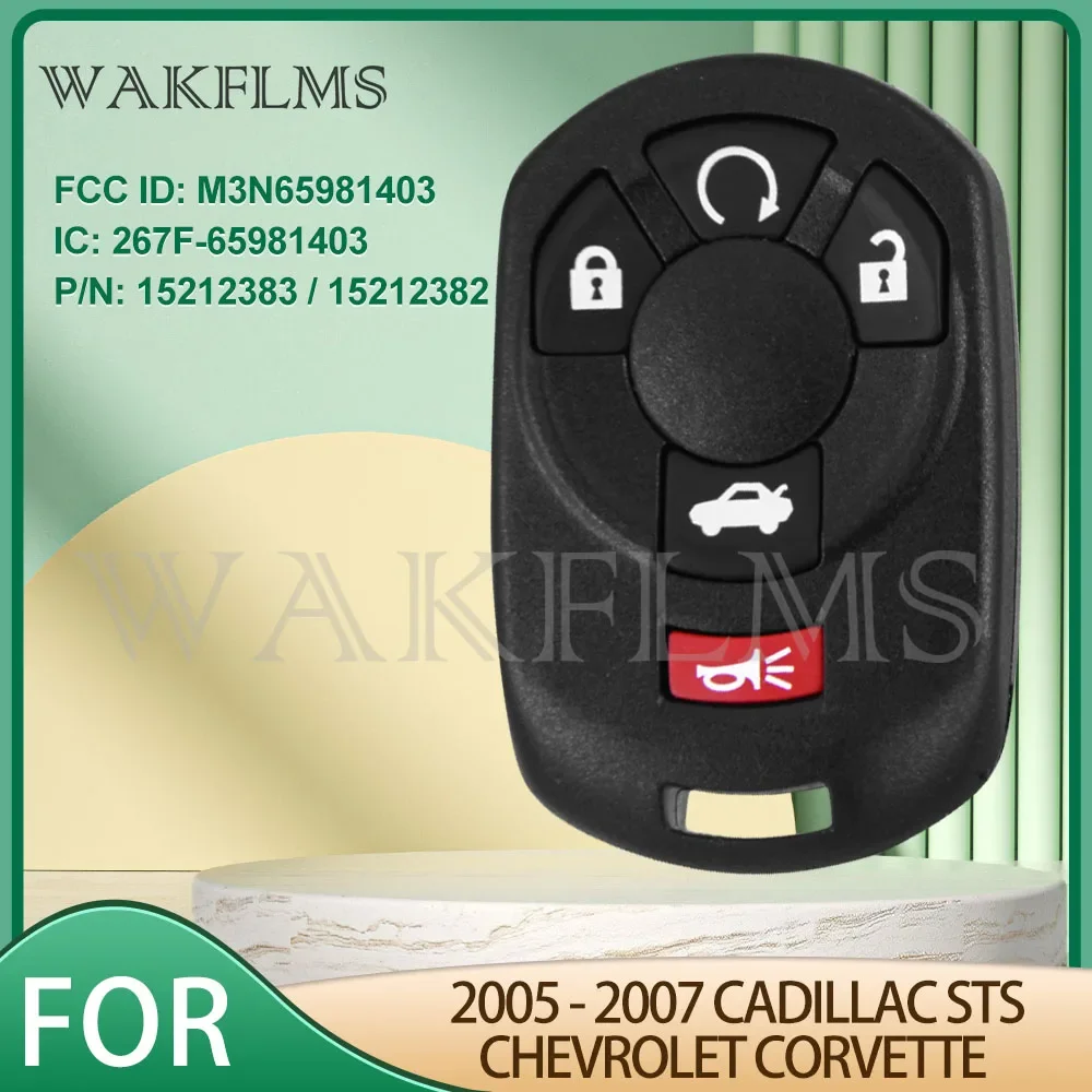 Car remote key car key for Cadillac STS Chevrolet Corvette 2005 2006 2007 remote car key 5Button with panic M3N65981403 267F-65981403 15212383 15212382
