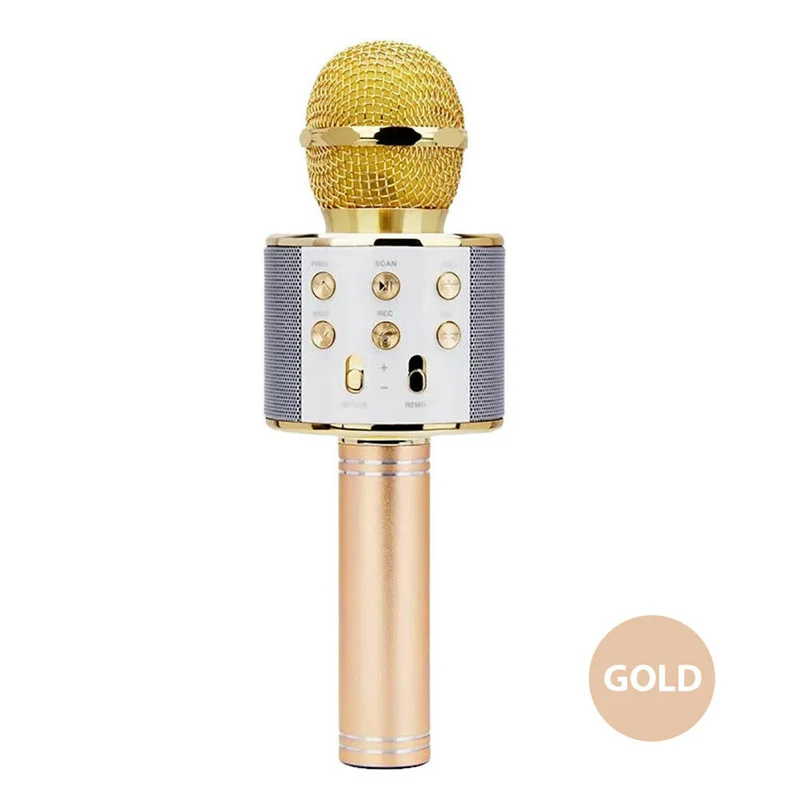 WS858 Professional Bluetooth Wireless Microphone USB Handheld Karaoke Home KTV Mic Speaker For Music Player Singing Recorder