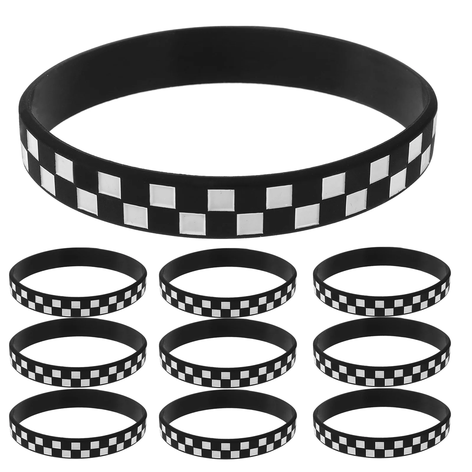 

12 Pcs Decorative Wrist Wristband Portable Sports Themed Racing Car Plaid Pattern Silicone Bracelets Silica Gel Compact