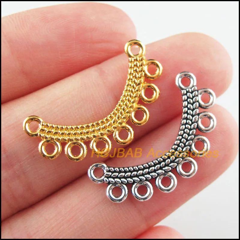 

Fashion 35Pcs Retro Tibetan Silver Tone Gold Color Flower Moon Charms Connectors 13x26mm
