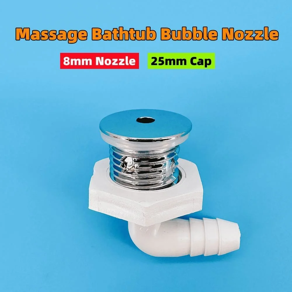 &Phi;8mm Nozzle 25mm Cover Curved Bathtub Bubble Nozzle Chromed Cap PVC Base Hot Tub Air Jet Massage Bathtub Jet