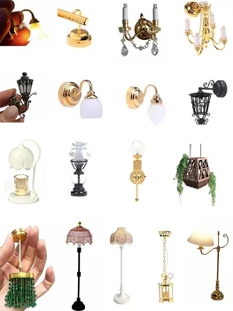 Casa delle bambole in miniatura LED lampadario a luce di cristallo lampada da soffitto casa delle bambole luce pavimento/soffitto/parete casa delle bambole accessori 1
