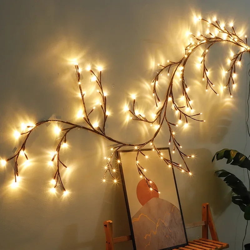 

144 LED Wall Tree Enchanted Willow Vine Light Bendable Lighted Vine Tree Branch for Christmas Home Party Wall Bookshelf Mantel