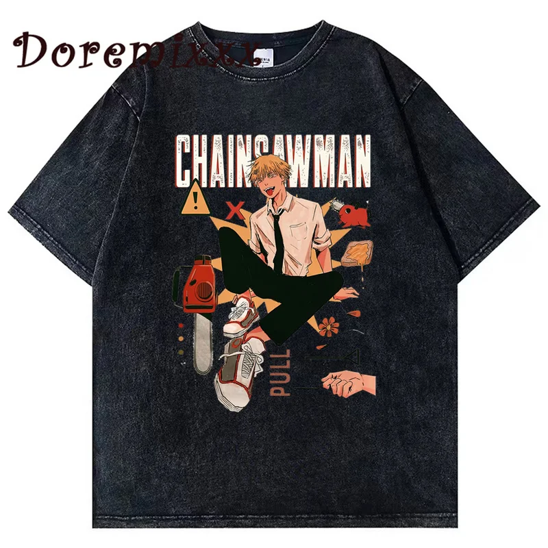 

Футболка унисекс с принтом «Манга» и принтом «бензопила»