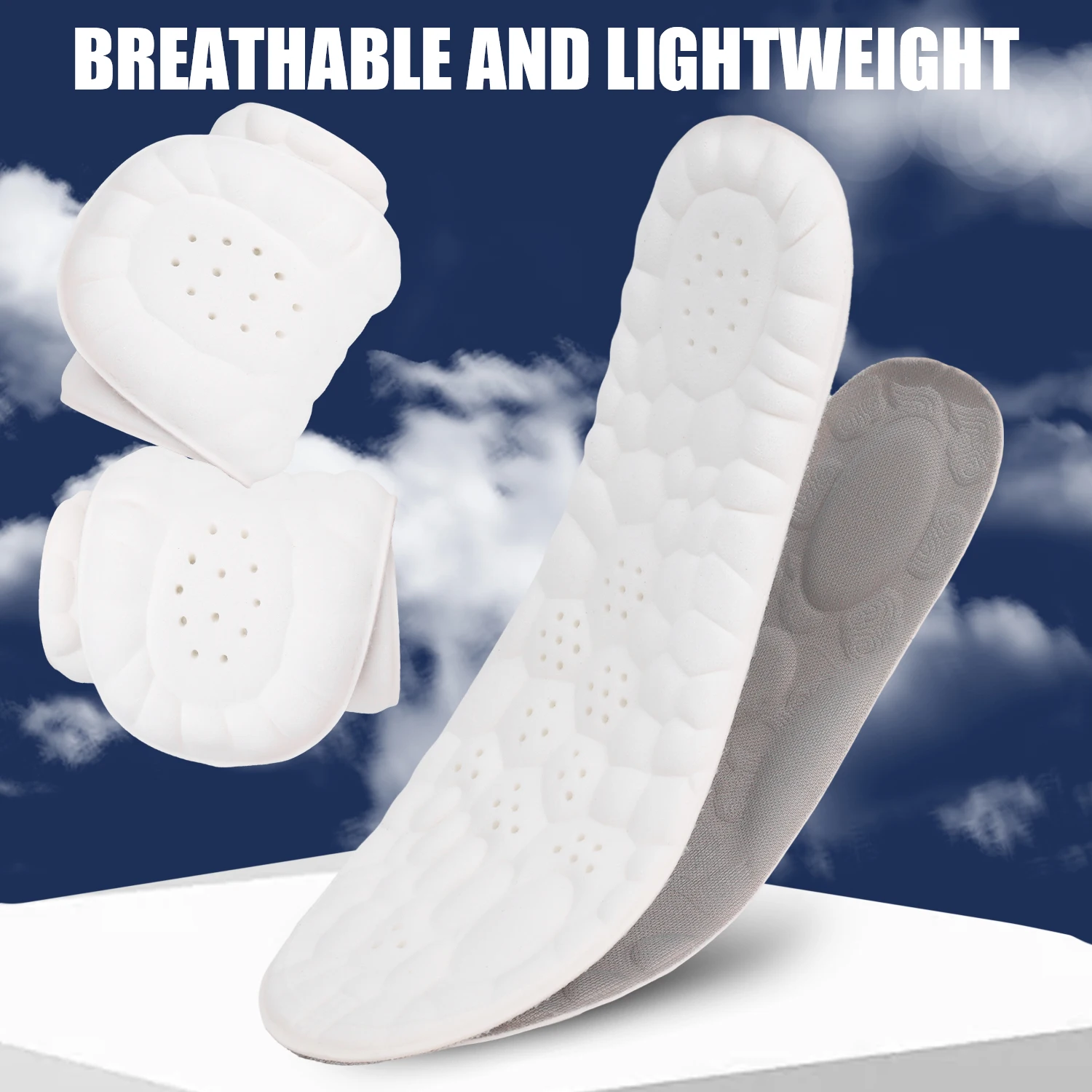 Breathable Orthotic Shoe Insoles Memory Foam Arch Support Sweat Absorbing Odor Control for Running Walking Sports Unisex Insoles