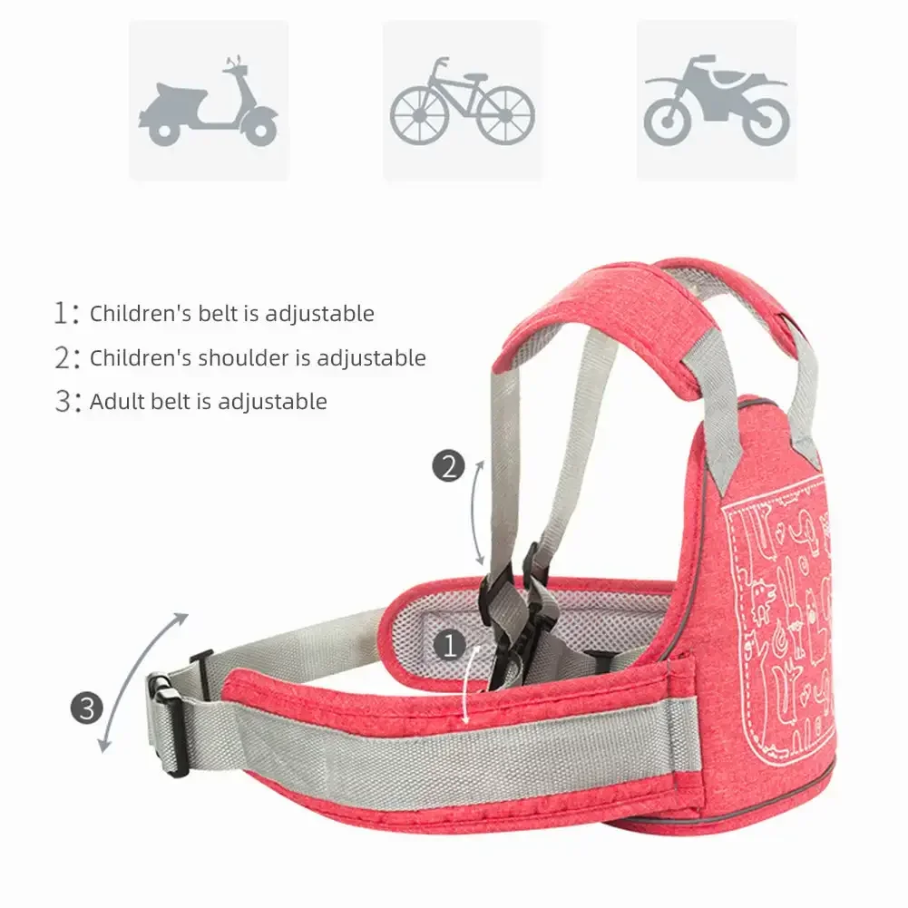 Cartoon Kid Motorcycle Seat Belts Universal Safety Belt Adjustable Antidrop Protection Electric Bike Cute Baby Accessories Strap