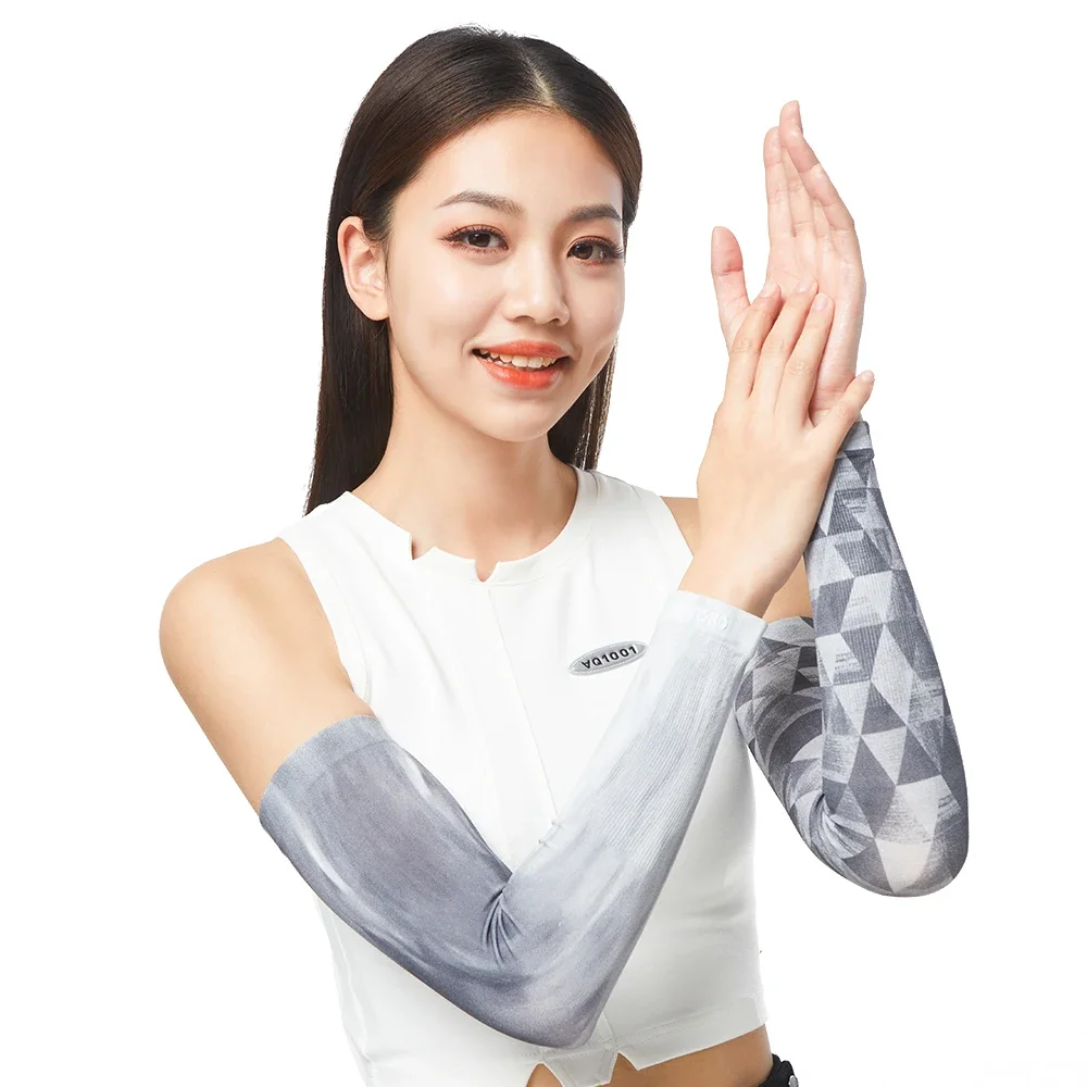 OhSunny Unisex Cooling Sleeves Print Soft Breathable Stretchable UV Protection Summer Arm Cover for Driving Cycling Sports
