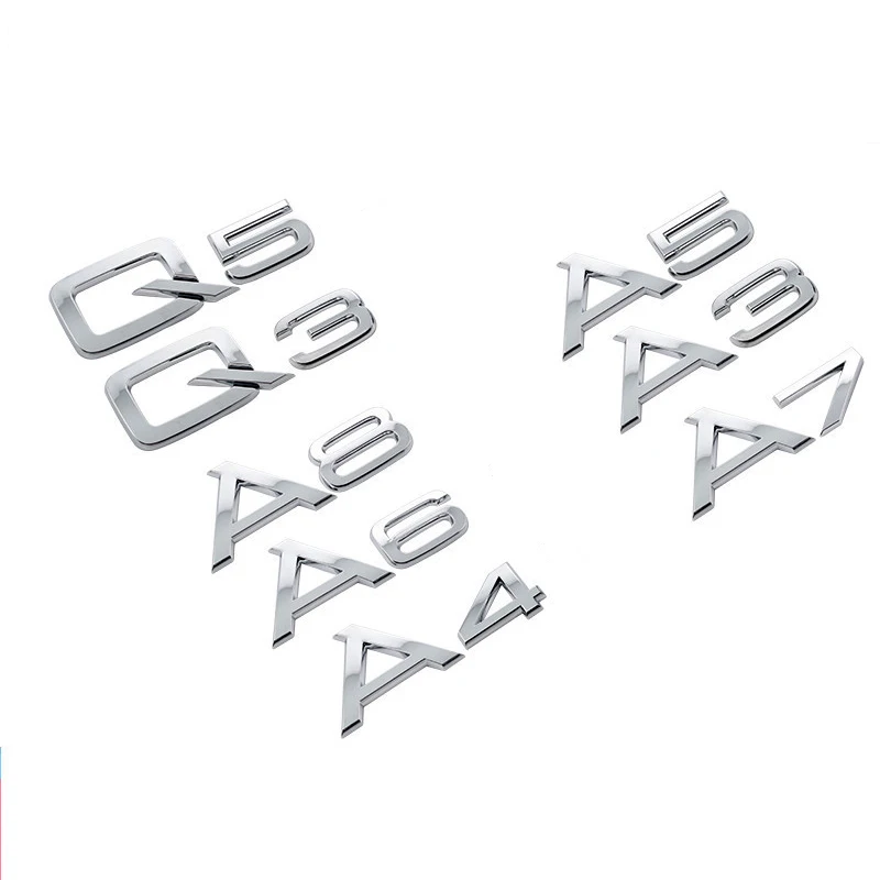 자동차 스티커 ABS 후면 트렁크 단어 로고 데칼, 아우디 A1 A3 A4 A5 A6 A7 A8 Q2 Q3 Q5 Q7 배지 엠블럼 스타일링 액세서리
