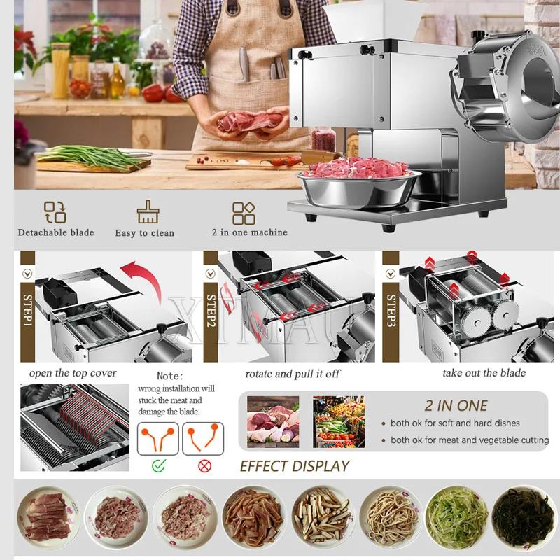 200W Electric Vegetable Dicer Commercial Slicer Machine with Dicing Molds  Blades Stainless Steel Automatic Fruit and Vegetable Chopper for