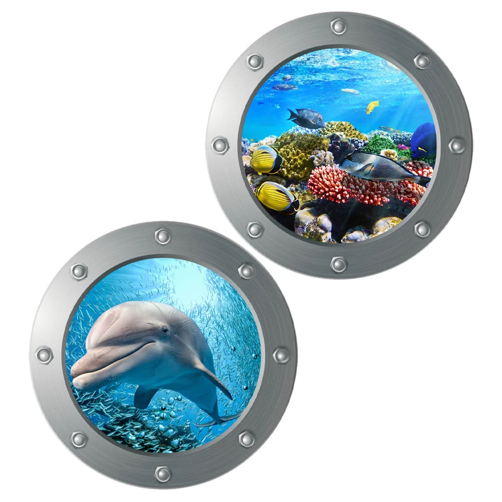 

2 Pcs Wall Sticker Ocean Decals Murals for Bedroom Decor under The Sea Stickers Whale Window Wallpaper