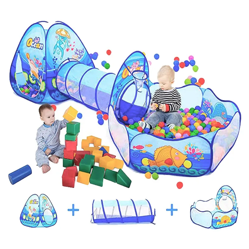 Kids Tent Ocean Ball Pool Balls Pit with Tunnel Baby Park Camping Pool Portable Baby Playground Playpen Room Decor Children Gift 2