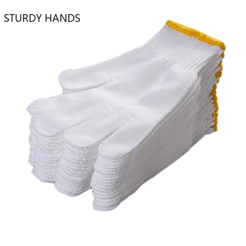 12Pairs/lot Home Cotton Gloves Non-slip Absorb Sweat Mechanic Work Gloves Coldproof Protection Gardening Glove Kitchen Supplies