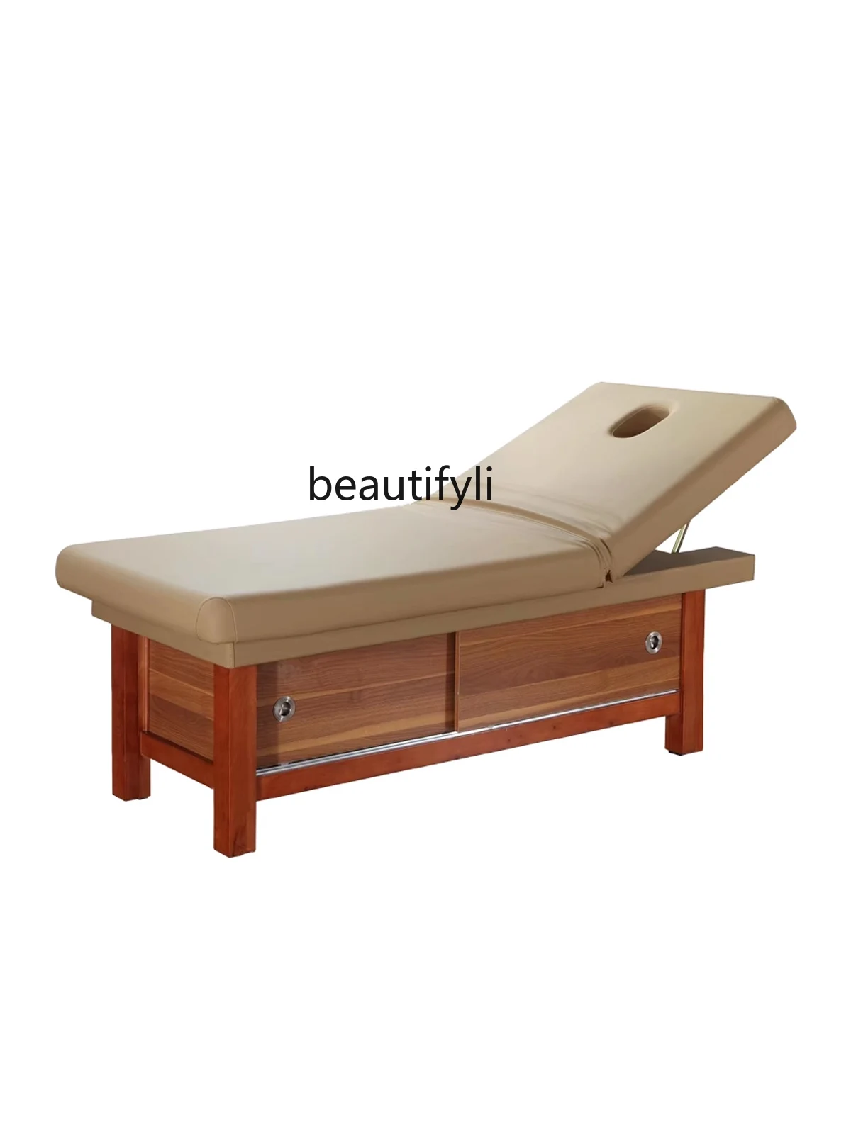 Chinese Solid Wood Facial Bed Thai Massage Massage Couch Beauty Salon Special with Cabinet Beauty Body Therapy Tattoo Embroidery