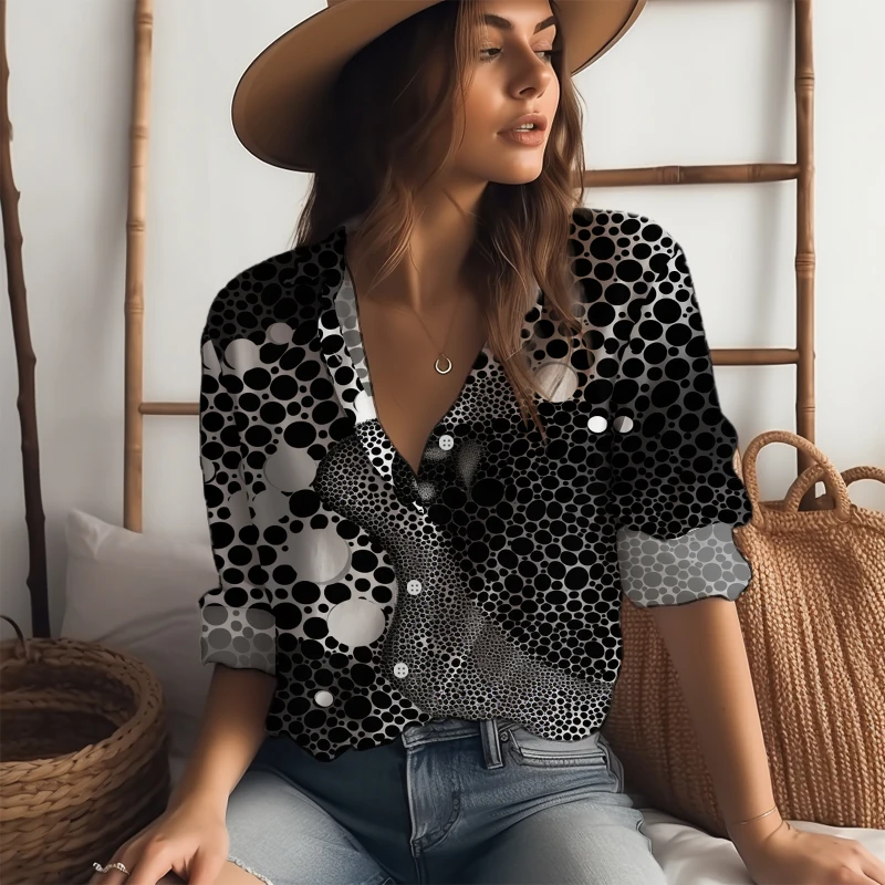 

Office Casual Female Shirt Loose Comfortable Turn-down Collar Shirt Spring and Autumn New Buttons Long -sleeved Shirt