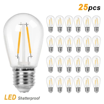 25PCS S14 LED Filament Bulbs (2W, E27, Shatterproof) 1
