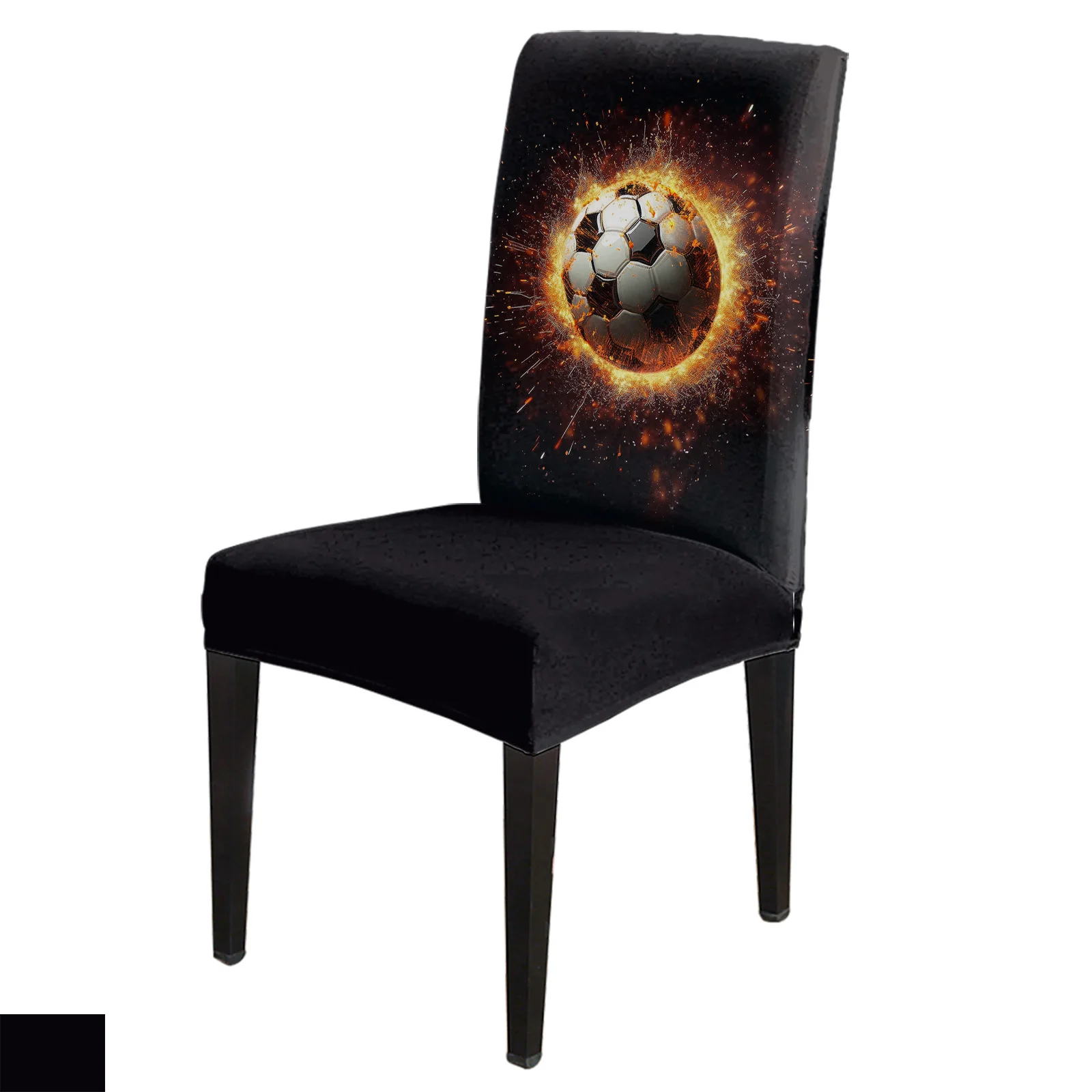 

Football Flame Gradient Chair Cover Set Kitchen Dining Stretch Spandex Seat Slipcover for Banquet Wedding Party