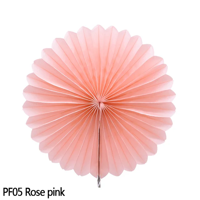 5pcs 10-30cm Color Tissue Paper Cut-Out Paper Fans Pinwheels Hanging Flower Paper Crafts for Wedding Party Birthday Decor Suppli PF05-Light Pink