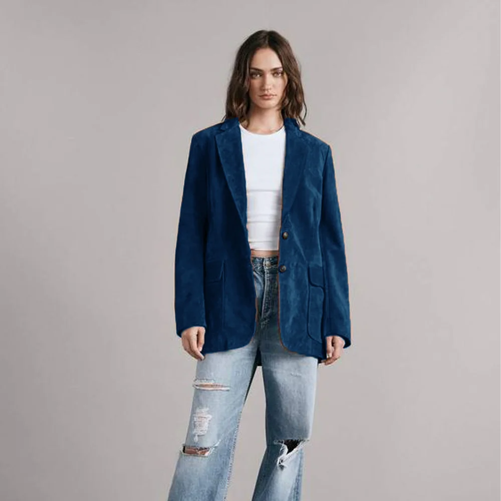 Women Suede Jacket Single Breasted Buttons Woman Coat Ladies Outerwears women jacket suits
